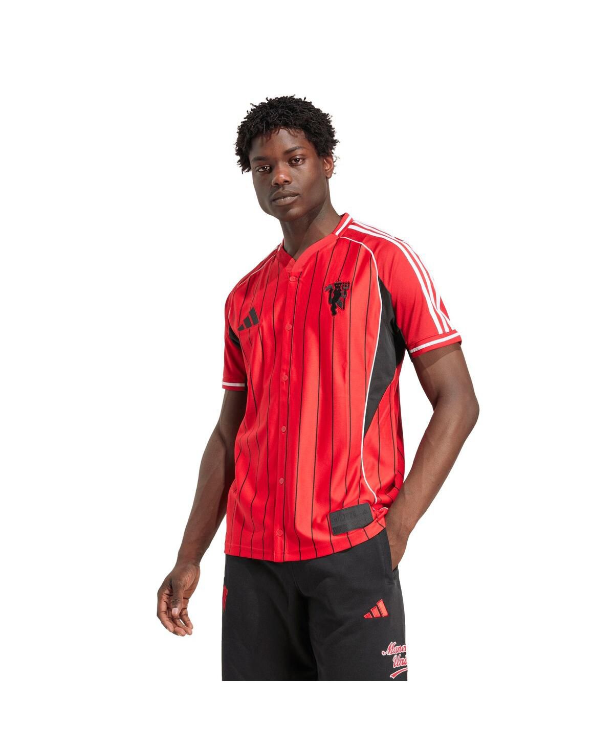 Мужская красная бейсбольная майка Manchester United US Pack на всех пуговицах