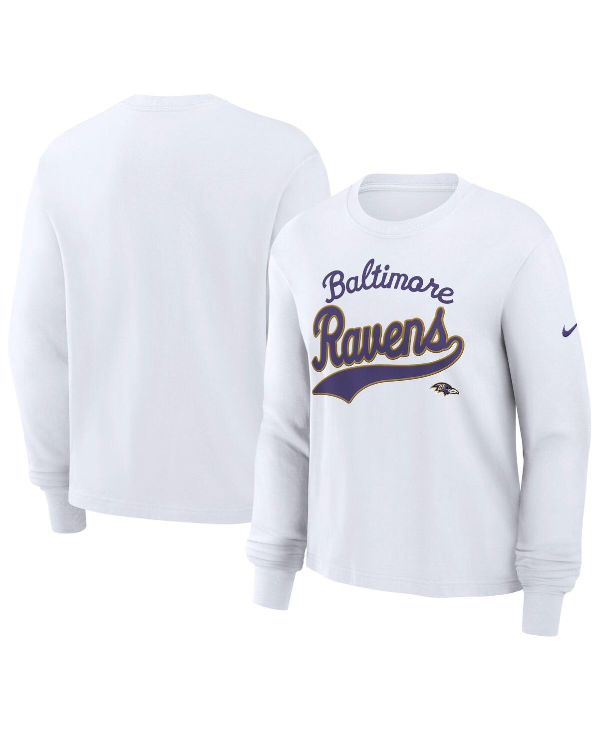Nike Women's White Baltimore Ravens Essential Long Sleeve Boxy T-shirt