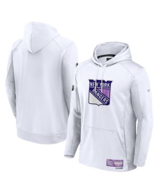 Fanatics - Men's White New York Rangers Authentic Pro Hockey Fights Cancer Pullover Hoodie