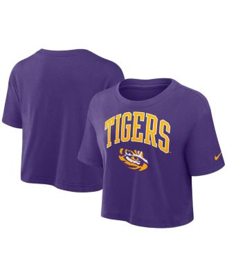 Nike - Women's Purple LSU Tigers Power Pursuit Athletic Prep Arch Performance Cropped T-Shirt