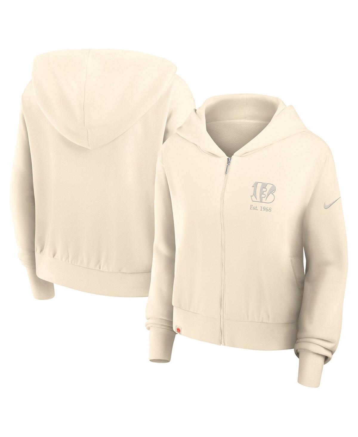 Nike Women's Cream Cincinnati Bengals Glory Cropped Full-zip Hoodie