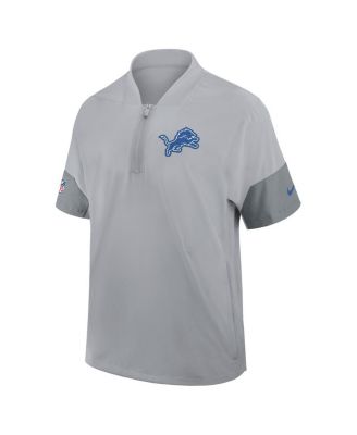 Men's Gray Detroit Lions Sideline Short Sleeve Quarter-Zip Performance Coach Jacket