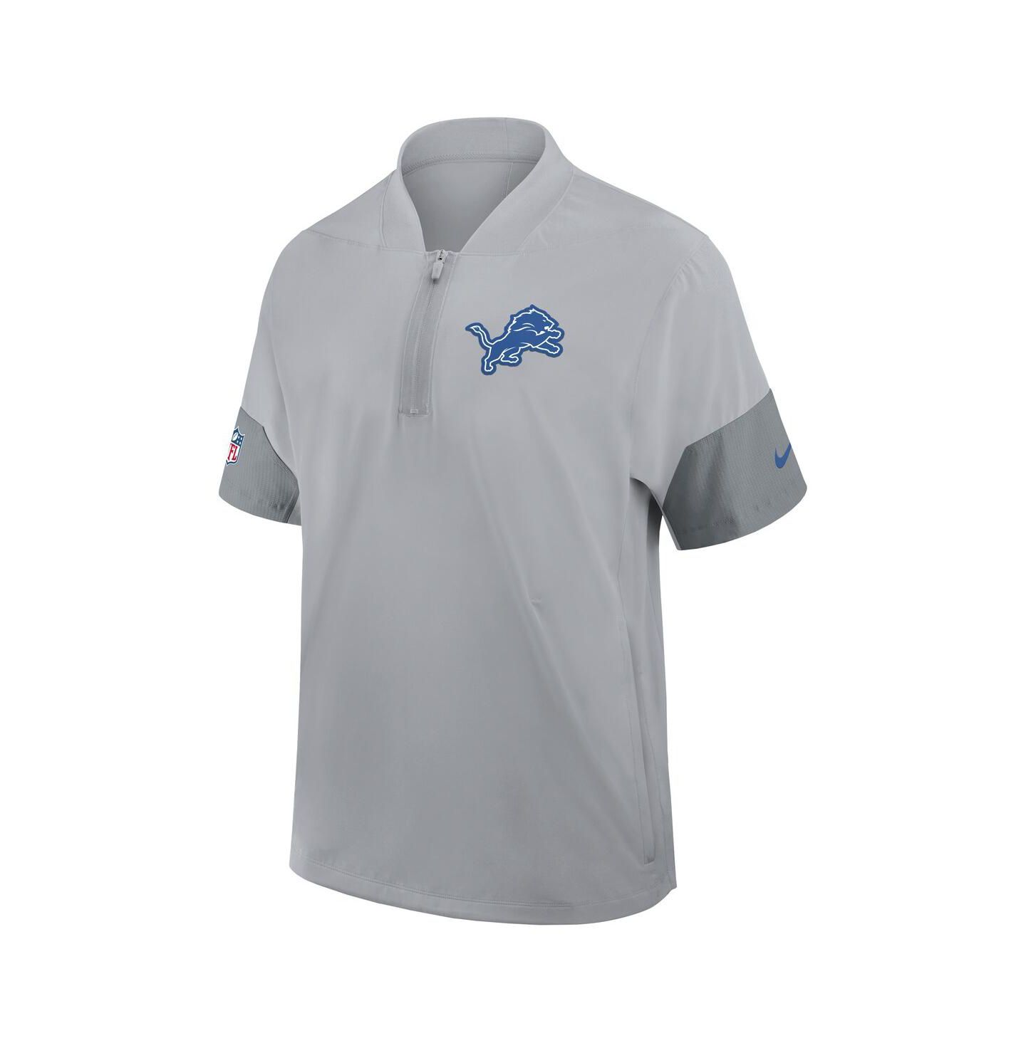Мужская куртка Nike Gray Detroit Lions Sideline Short Sleeve Quarter-Zip Performance Coach — фото 2