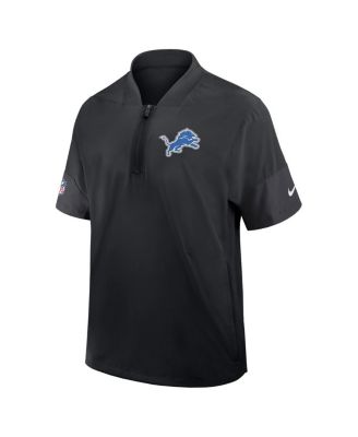 Men's Black Detroit Lions Sideline Short Sleeve Quarter-Zip Performance Coach Jacket