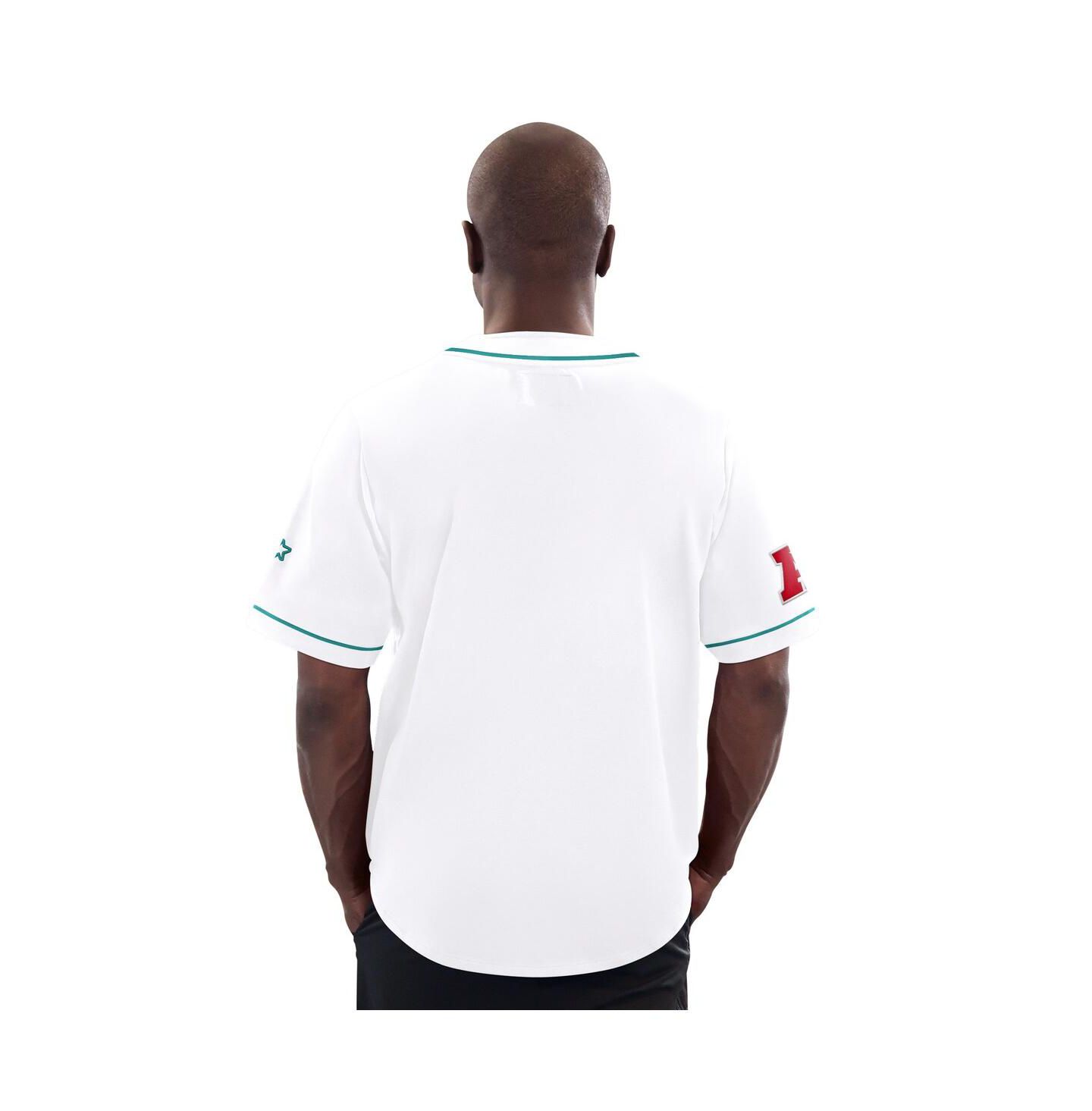 Мужской топ Starter White Miami Dolphins Relay Full-Button Baseball Jersey — фото 2