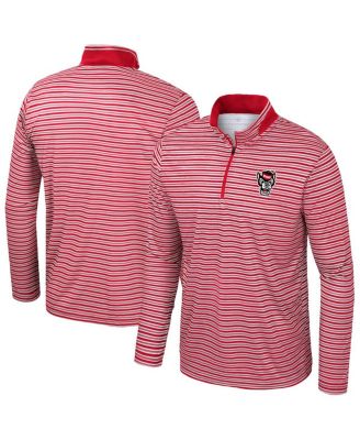 Colosseum - Men's Red NC State Wolfpack Striped Quarter-Zip Sweatshirt