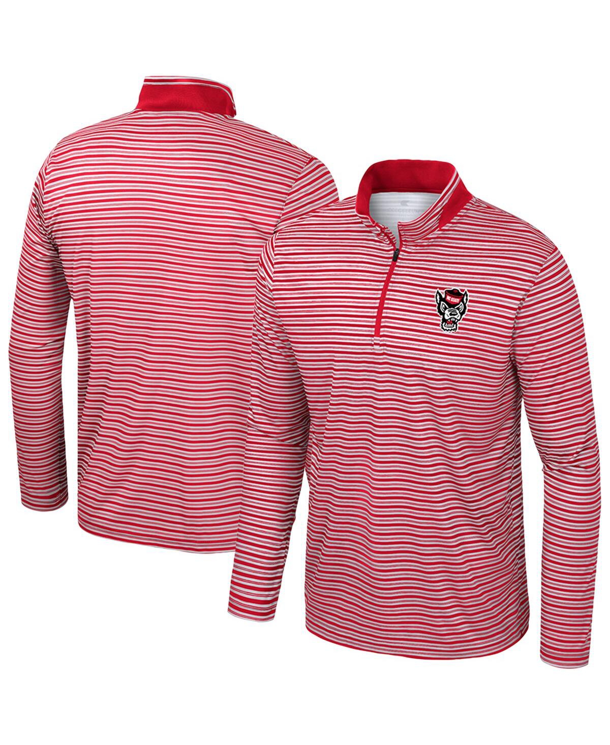 Men's Red Nc State Wolfpack Striped Quarter-Zip Sweatshirt - Red