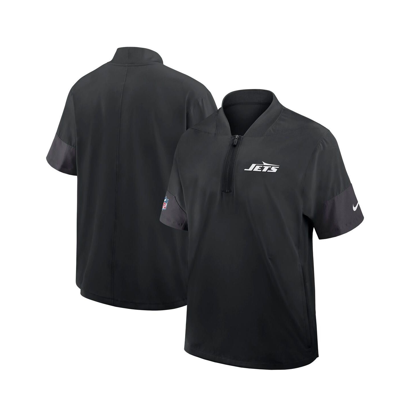Мужская куртка Nike Black New York Jets Sideline Short Sleeve Quarter-Zip Performance Coach — фото 1