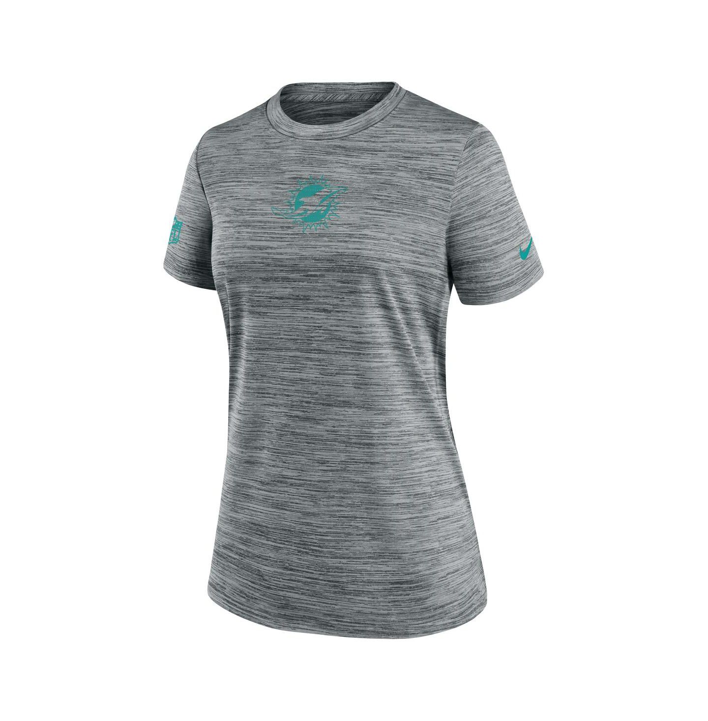 Женская футболка Nike Gray Miami Dolphins Sideline Velocity Performance — фото 2