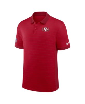 Men's Scarlet San Francisco 49ers Sideline Victory Stripe Performance Polo Shirt