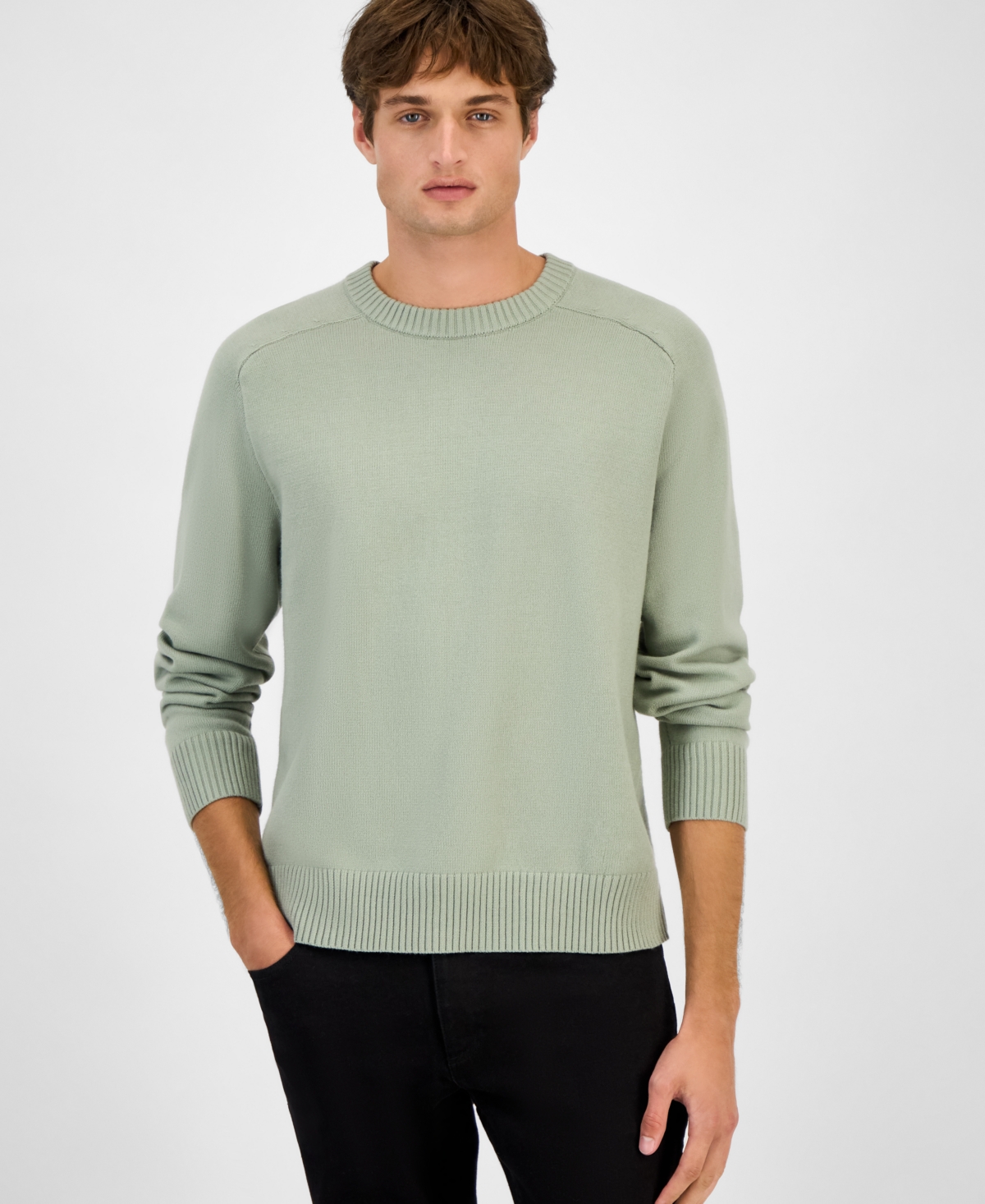 Sun + Stone Men's Crewneck Sweater, Macy's Exclusive In Green