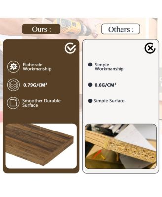 Vanity desk for bedroom with lights, drawers, shelves, stool, and mirror.