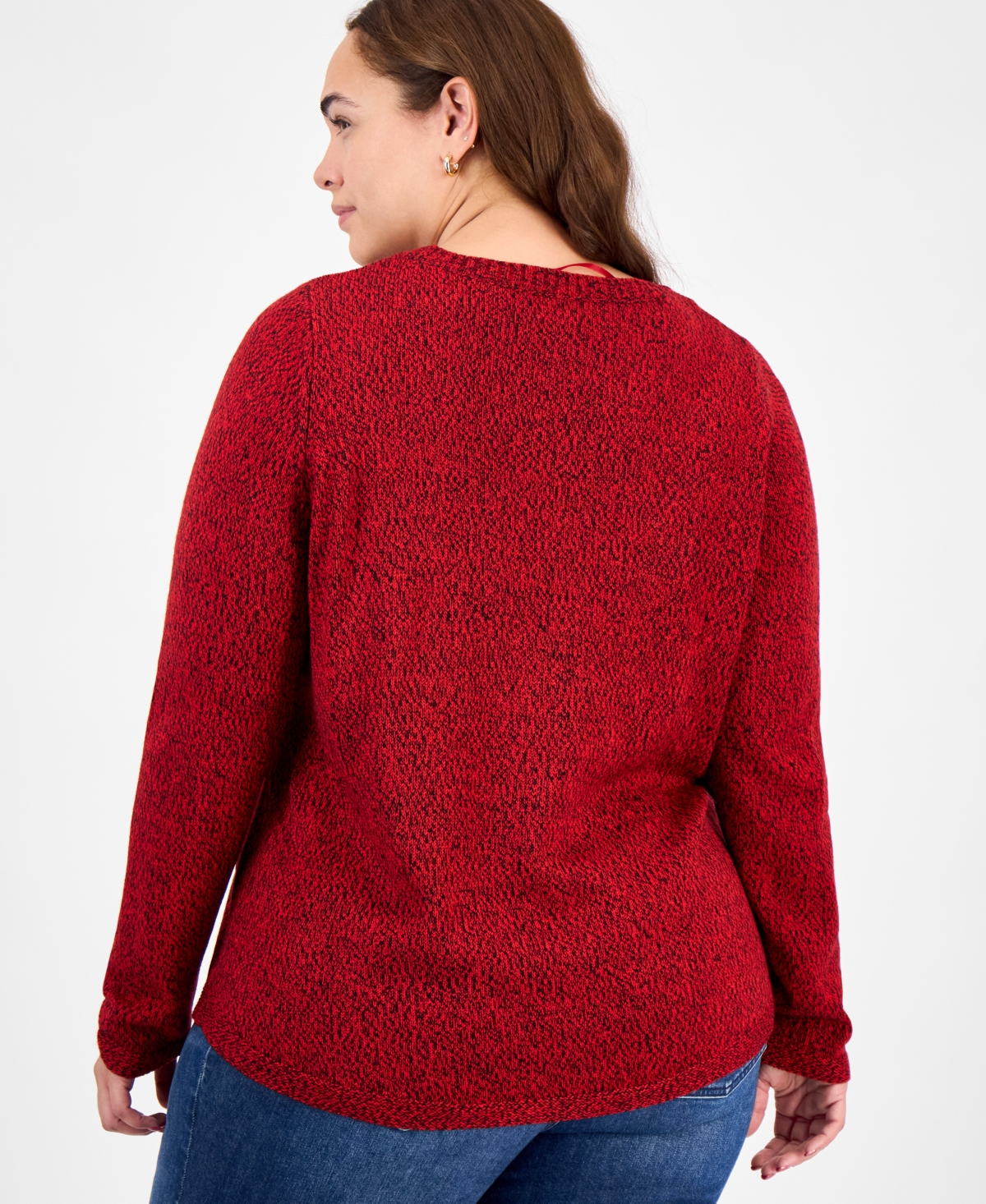 Holiday Lane Plus Size Smile-santa-graphic Sweater In Burgundy