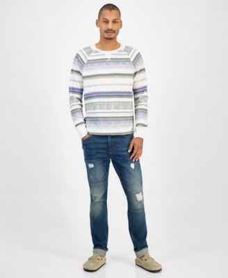 Men's Striped Waffle-Knit Thermal Shirt, Macy's Exclusive
