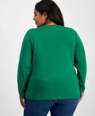 Plus Size Candy Cane Long-Sleeve T-Shirt, Macy's Exclusive