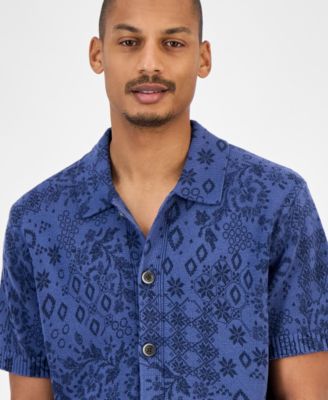 Men's Printed Short-Sleeve Cardigan, Macy's Exclusive