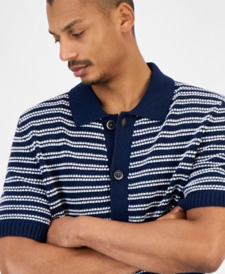 Men's Striped Short-Sleeve Cardigan, Macy's Exclusive