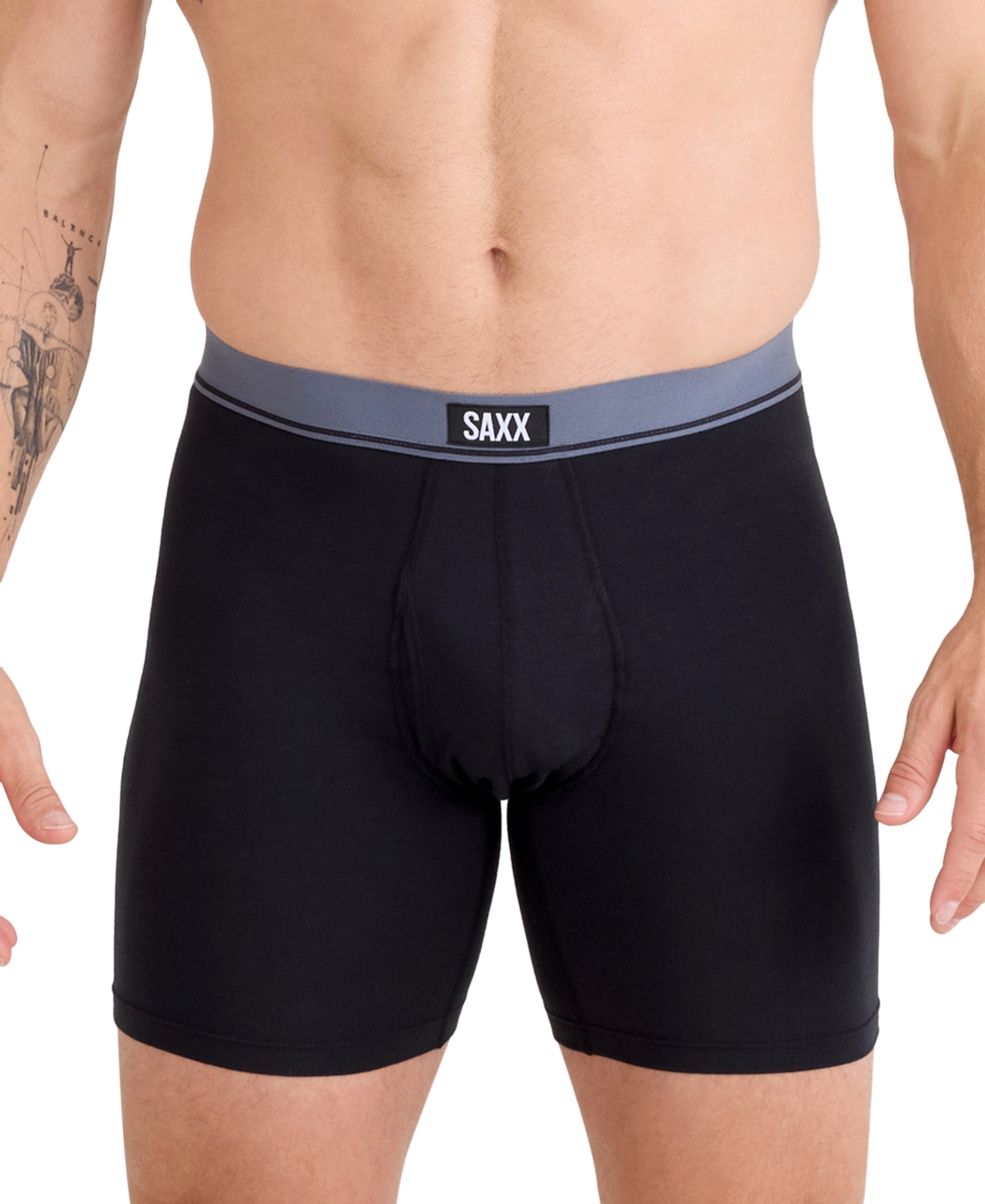 Saxx Men's 3pk. Essential Cotton Logo Boxer Briefs In Black