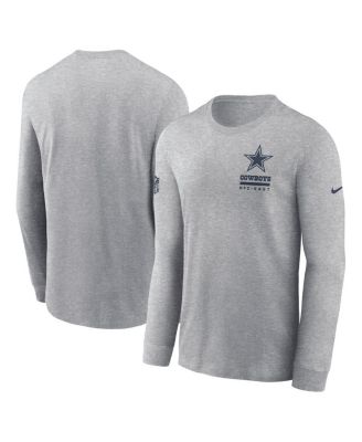 Nike - Men's Heather Gray Dallas Cowboys Sideline Performance Long Sleeve T-Shirt