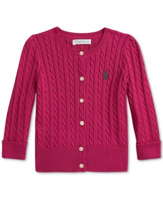 Polo Ralph Lauren Baby Girls Cable-Knit Cotton Cardigan - Preppy Pink 30$