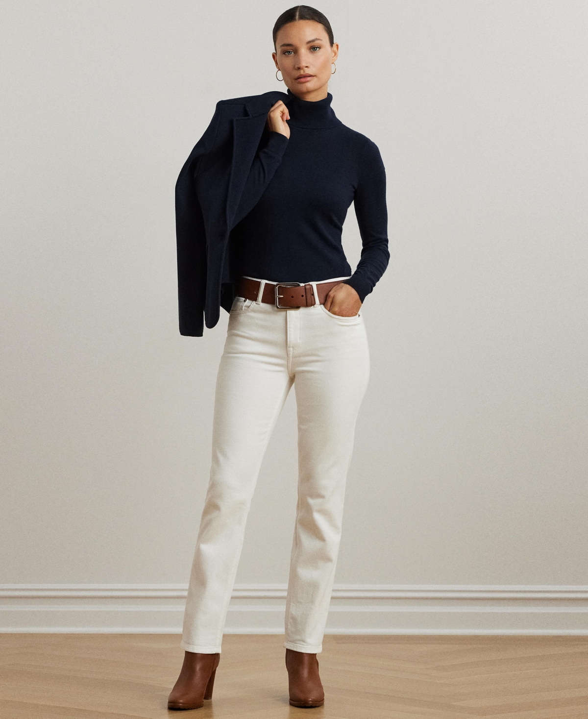 Lauren Ralph Women's Silk-Blend Turtleneck Sweater
