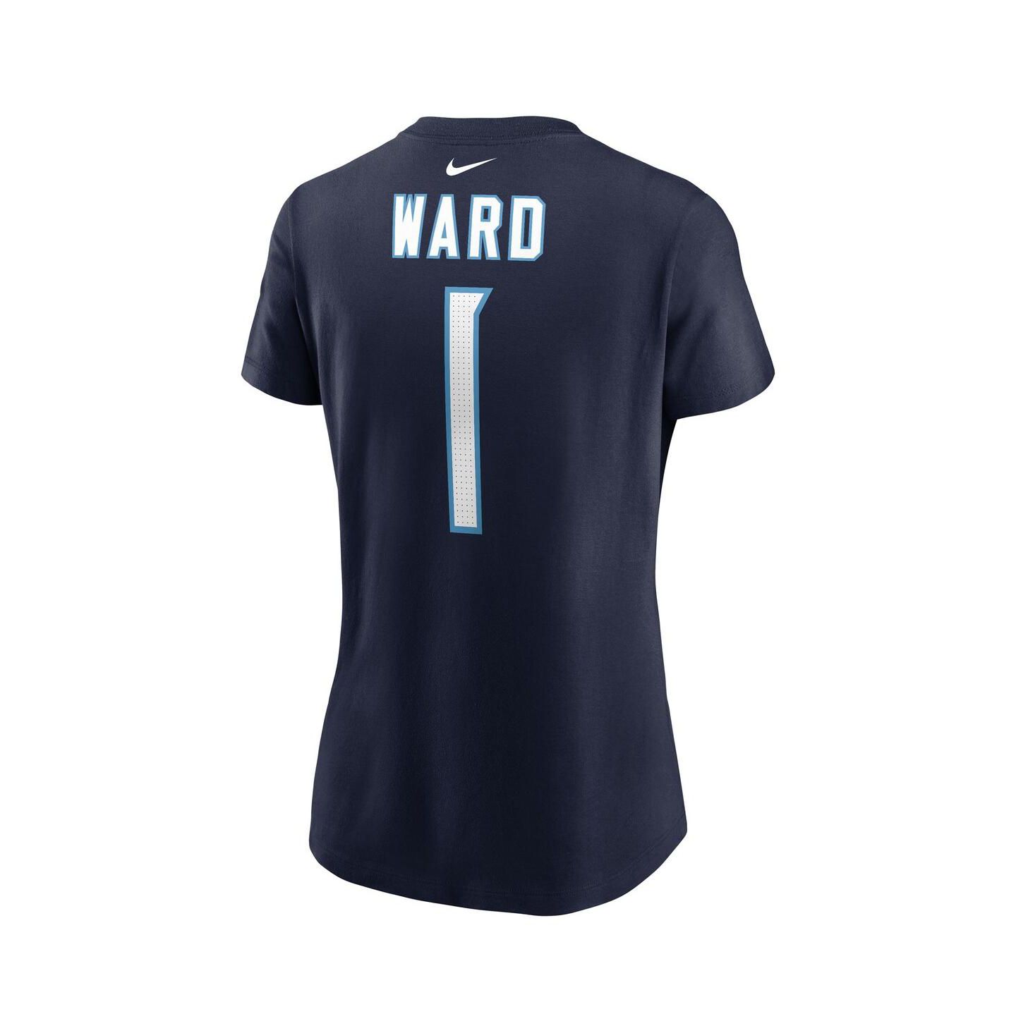 Женская футболка Nike Cam Ward Navy Tennessee Titans 2025 NFL Draft First Round Pick Name & Number — фото 3