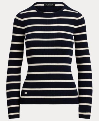 Women's Striped Rib-Knit Crewneck Sweater
