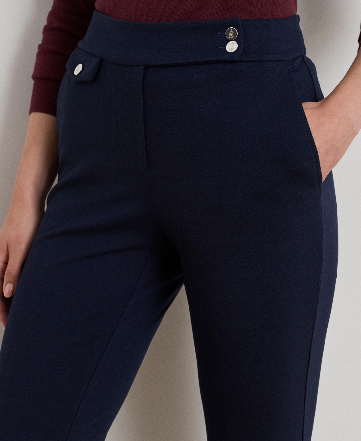 Ralph Lauren Womens Ponte Ankle Pant P Xs Xxl In Blue