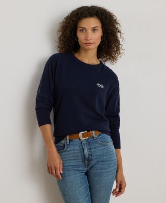 Lauren Ralph Lauren - Women's Embroidered Cashmere Crewneck Sweater