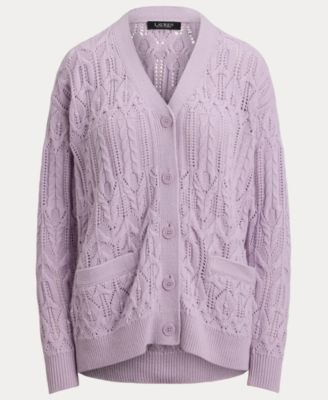 Women's Pointelle Wool-Blend V-Neck Cardigan