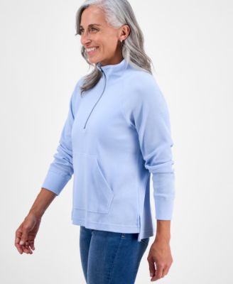 Petite Waffle-Knit Half-Zip Sweatshirt, Macy's Exclusive