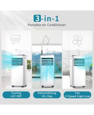 8,000 BTU Portable AC for Rooms up to 350 Sq.ft – Quiet, Remote Control, Digital Display, Easy Install Window Kit, Ideal for Home & Office
