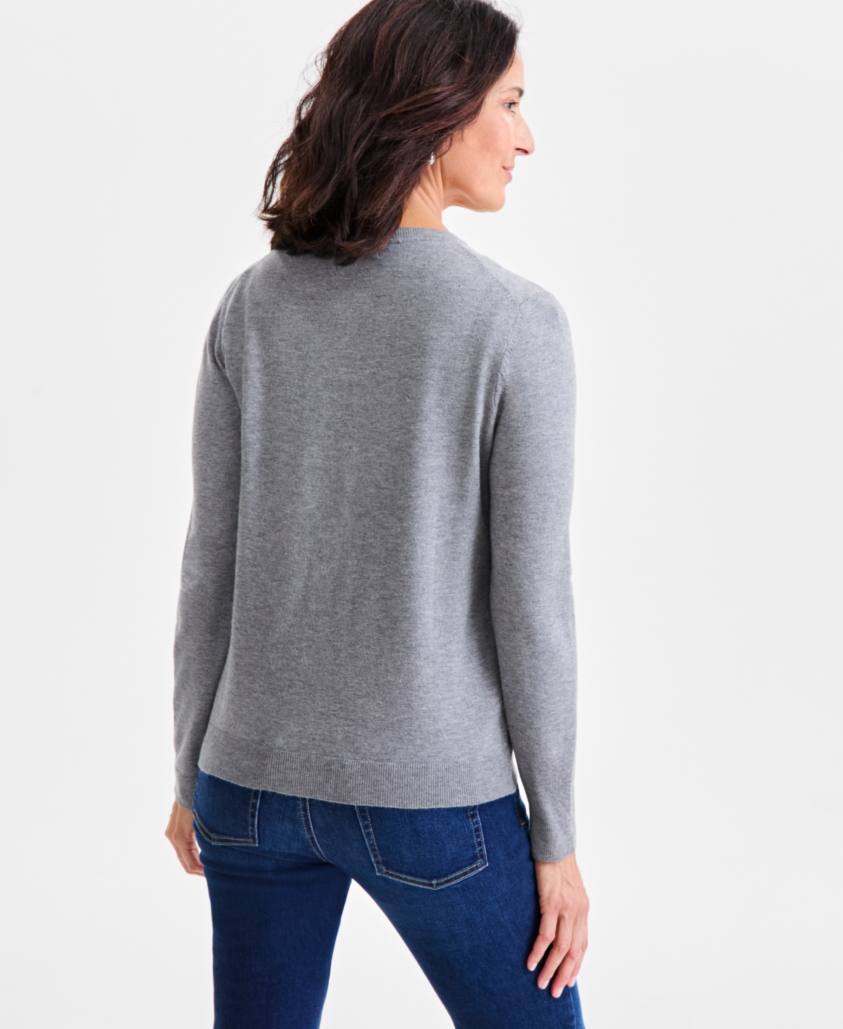 Style & Co Women's Button-down Long-sleeve Cardigan, Created For Macy's In Gray