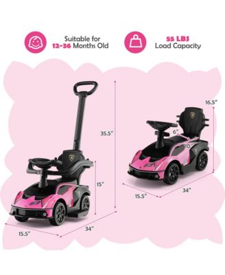 3-in-1 Licensed Lamborghini Ride on Push Car with Handle Guardrail