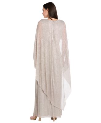 Women's Rhinestone-Brooch Metallic Gown