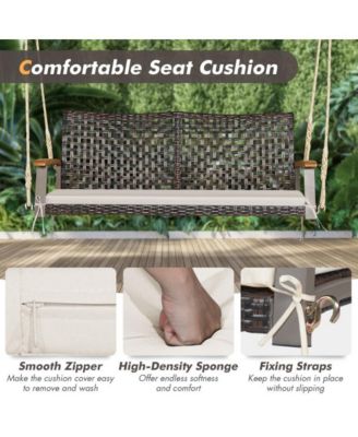 2-Person Rattan Hanging Porch Swing Chair