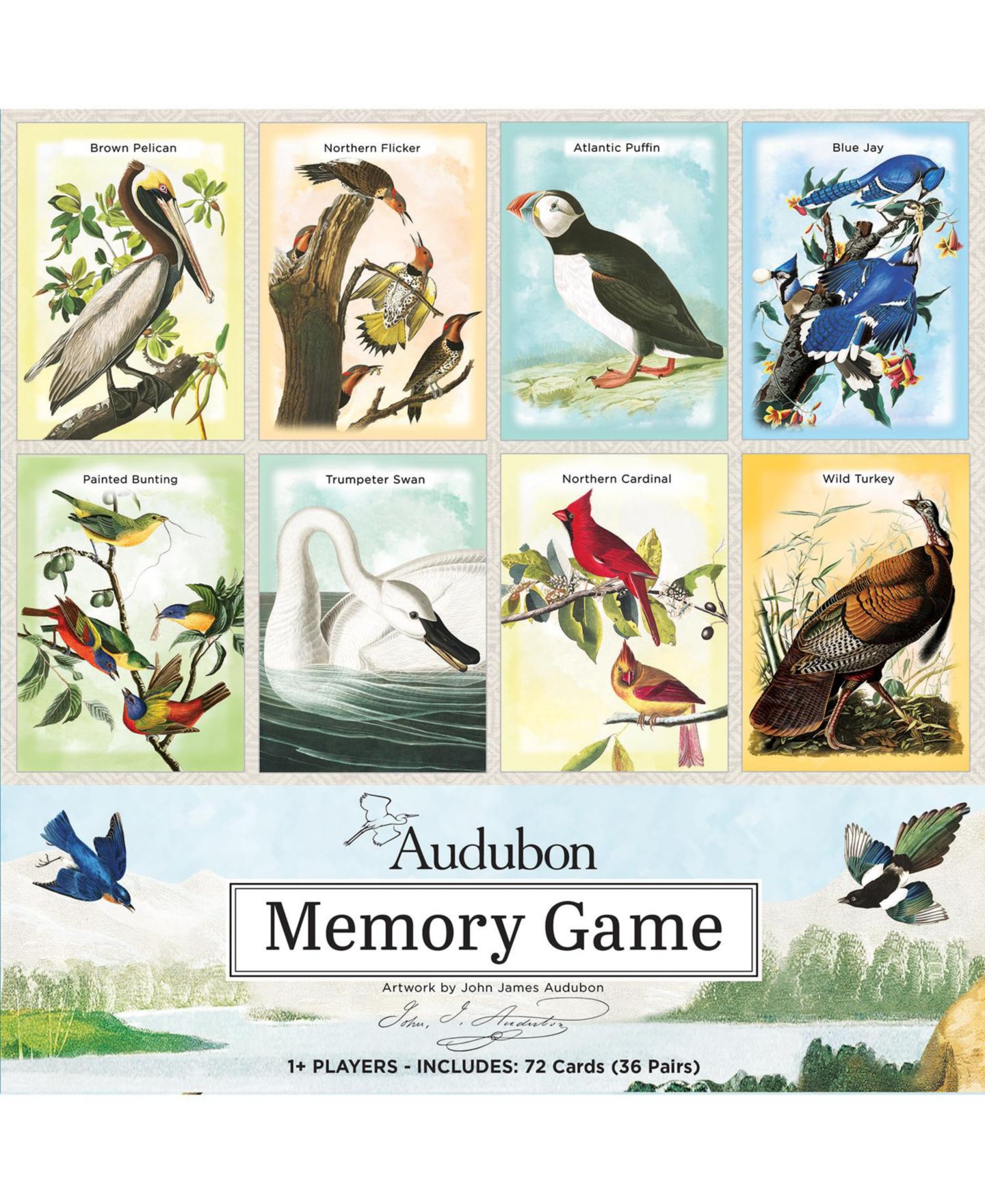 Детская игрушка MasterPieces Puzzles Audubon Memory Game, 72 Cards, Ages 14+ — фото 1