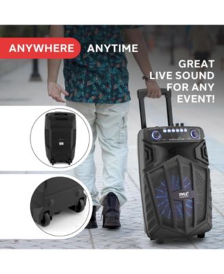 10" Bluetooth Portable PA Speaker – Karaoke Party Speaker with Wireless Mics, Stand, Rechargeable Battery, Flashing Lights, MP3/USB/FM Radio