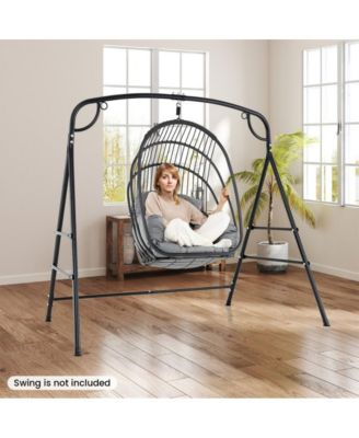 Outdoor Metal Swing Stand with 4 Support Bars and 2 Hanging Ways