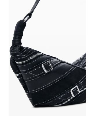 Women's Small faux leather bag with buckles