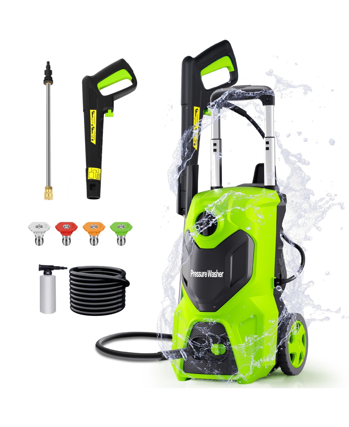 3300 Psi 2.0 Gpm Electric Pressure Washer with Foam Cannon & Hose Reel - Green