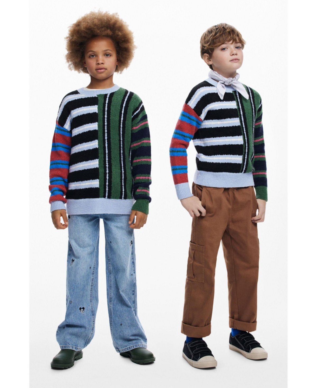 Desigual Boys Boys's Textured Striped Sweater In Multi