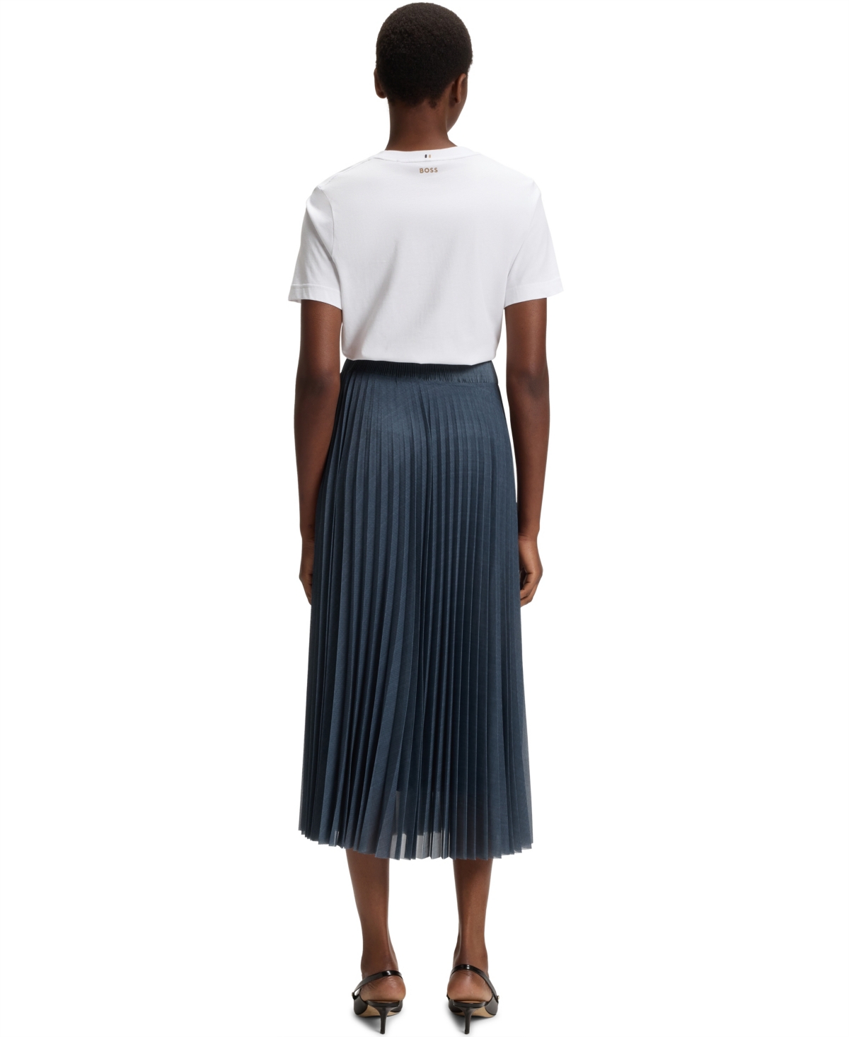 Hugo Boss Boss By  Women's Plisse Pleated Lined Tulle Skirt In Blue