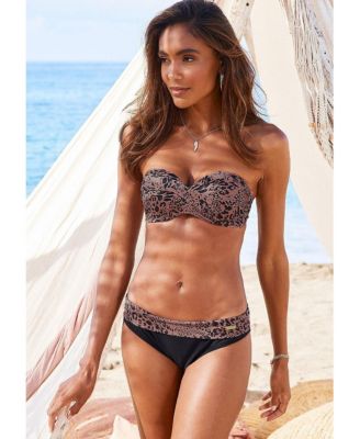 Women's Leopard Cheetah Print Fold Over Bikini Swimsuit Bottom