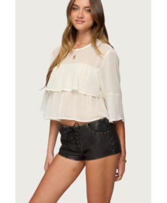 Women's Missey Ruffled Chiffon Top