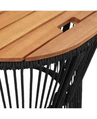 Garden Side Table Black and brown PE rattan 2 pcs Stackable