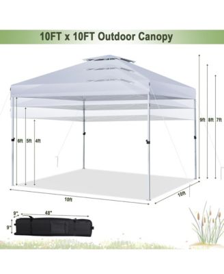 2-Tier 10' x 10' Pop-up Canopy Tent Instant Gazebo Adjustable Carry Bag w/ Wheel
