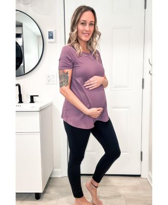 Mauve Layered Wrap Front Maternity Nursing Top