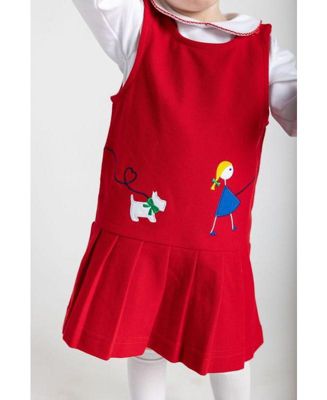 Toddler Girls Pique Knit Jumper With Walking Dog