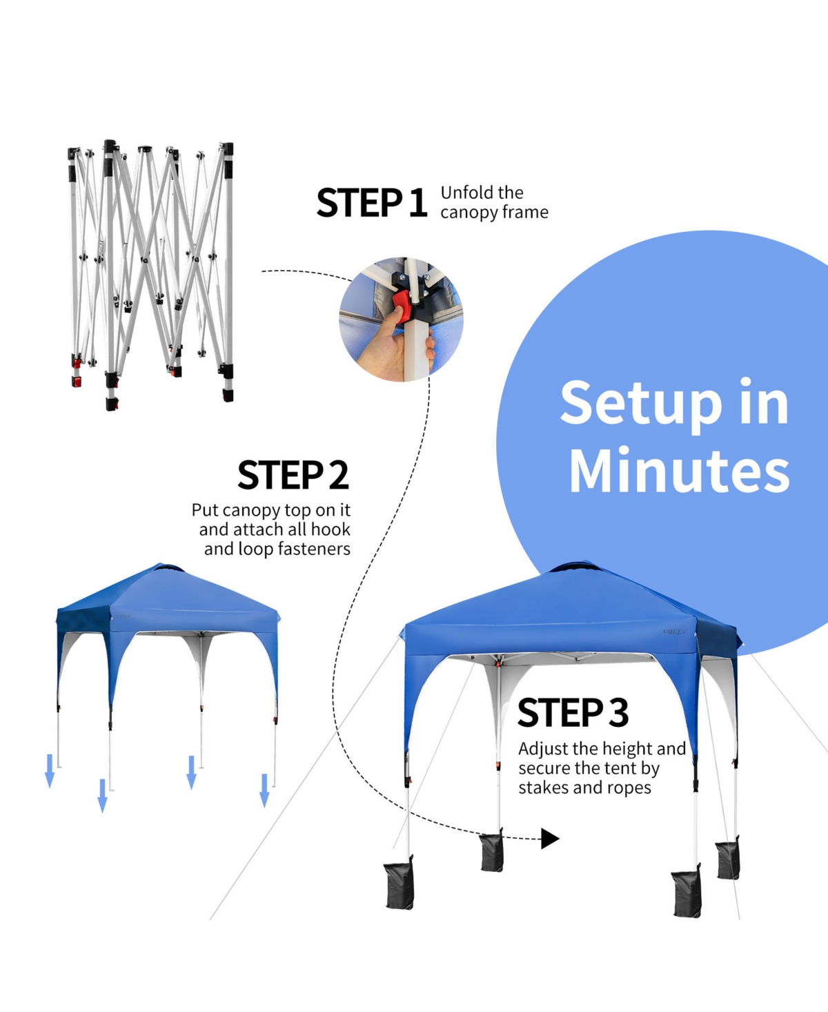 Gymax 6.6x6.6 Ft Pop up Canopy Tent Shelter Height Adjustable w/ Roller Bag